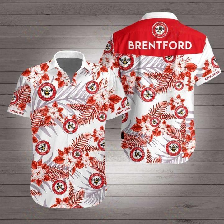 Brentford FC Red Flower Tropical Hawaiian Shirt