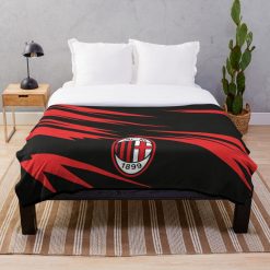 AC Milan Black Red Logo Fleece Blanket