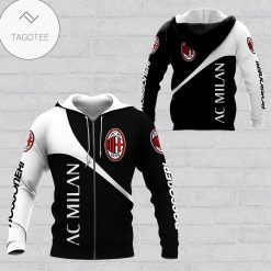 AC Milan Rossoneri Black White Zip Up Hoodie