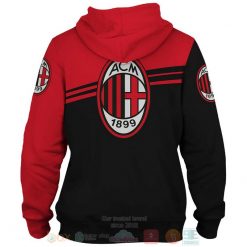 Alternative view of AC Milan Red Black Zip Up Hoodie