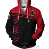 AC Milan Red Black Zip Up Hoodie