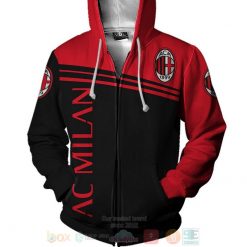 AC Milan Red Black Zip Up Hoodie