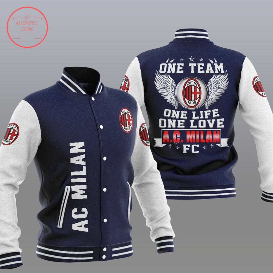 AC Milan Dark Blue One Team Baseball Jacket