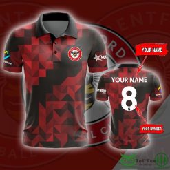 Brentford FC Custom Name Number Red Polo Shirt