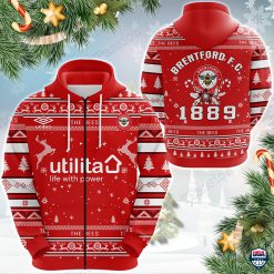 Brentford FC 1889 Ugly Christmas Zip Up Hoodie