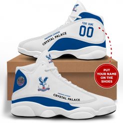 Alternative view of Crystal Palace FC Custom Name White Air Jordan 1 High Sneakers
