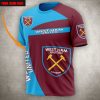 West Ham United FC Custom Name Blue Red T-Shirt