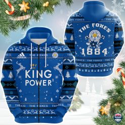 Leicester City FC The Foxes 1884 Ugly Christmas Zip Up Hoodie