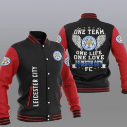 Leicester City FC Black Red One Team One Life One Love Baseball Jacket