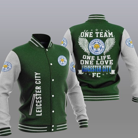 Leicester City FC Green One Team One Life One Love Baseball Jacket