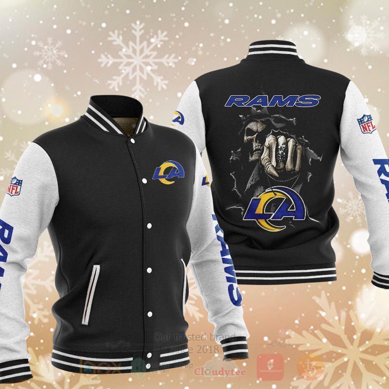 NFL Los Angeles Rams Rugby Death Skull Black Baseball Jacket