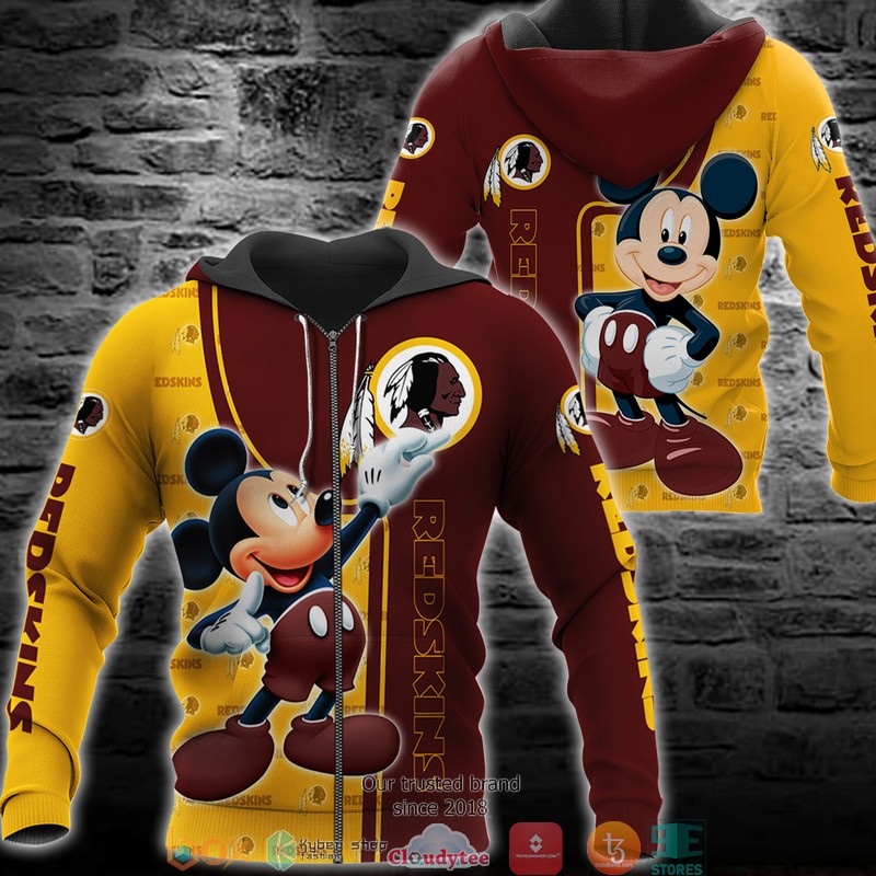 NFL Washington Redskins Mikey Mouse Edition Zip Up Hoodie NFL Washington Redskins Mikey Mouse Edition Zip Up Hoodie