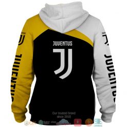 Alternative view of Juventus FC Custom Name Black Yellow Zip Up Hoodie