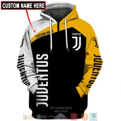Juventus FC Custom Name Black Yellow Zip Up Hoodie
