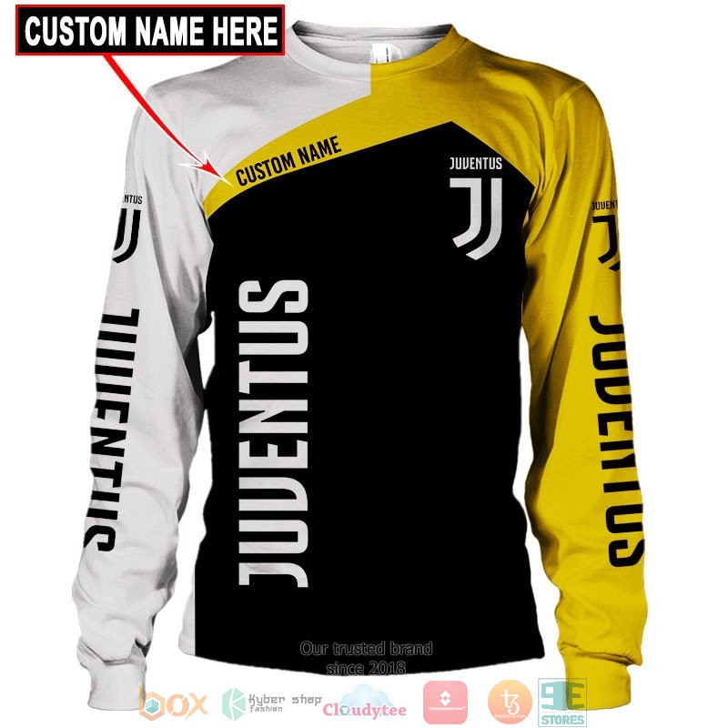 Juventus FC Custom Name Black Yellow Sweatshirt Juventus FC Custom Name Black Yellow Sweatshirt