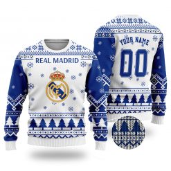 Real Madrid Custom Name Number Ugly Christmas Sweater
