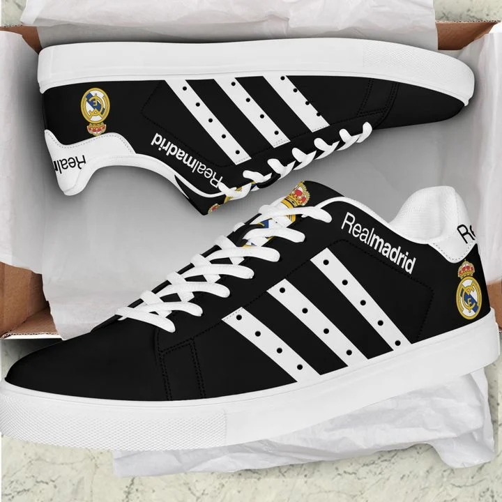 Real Madrid Black White Stripes Stan Smith Shoes