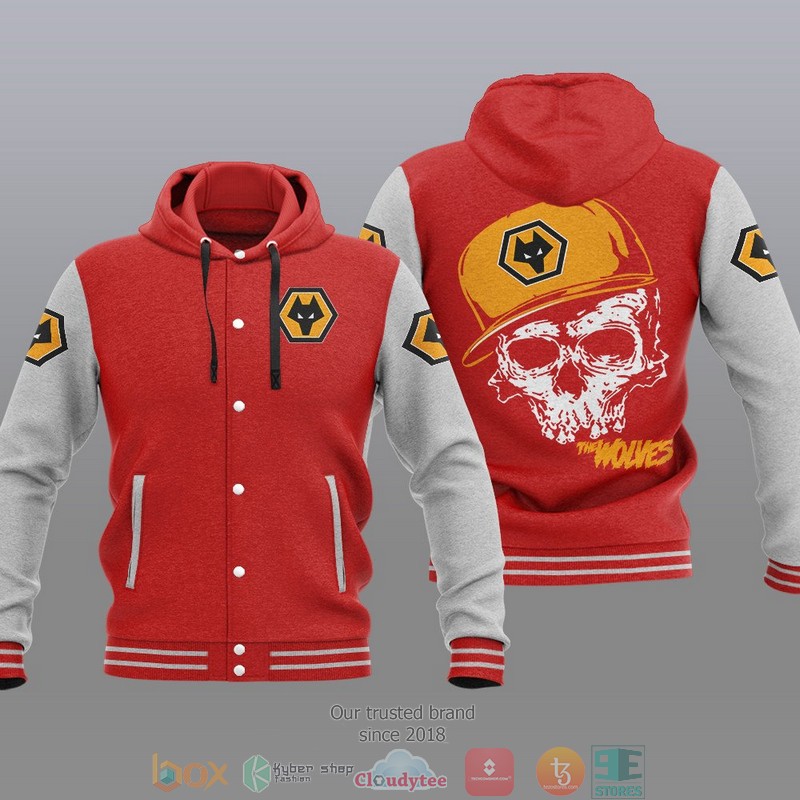 Wolverhampton Wanderers FC Red Skull Baseball Jacket Wolverhampton Wanderers FC Red Skull Baseball Jacket