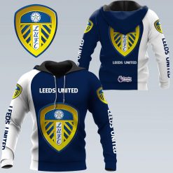 Leeds United Dark Blue White Pullover Hoodie