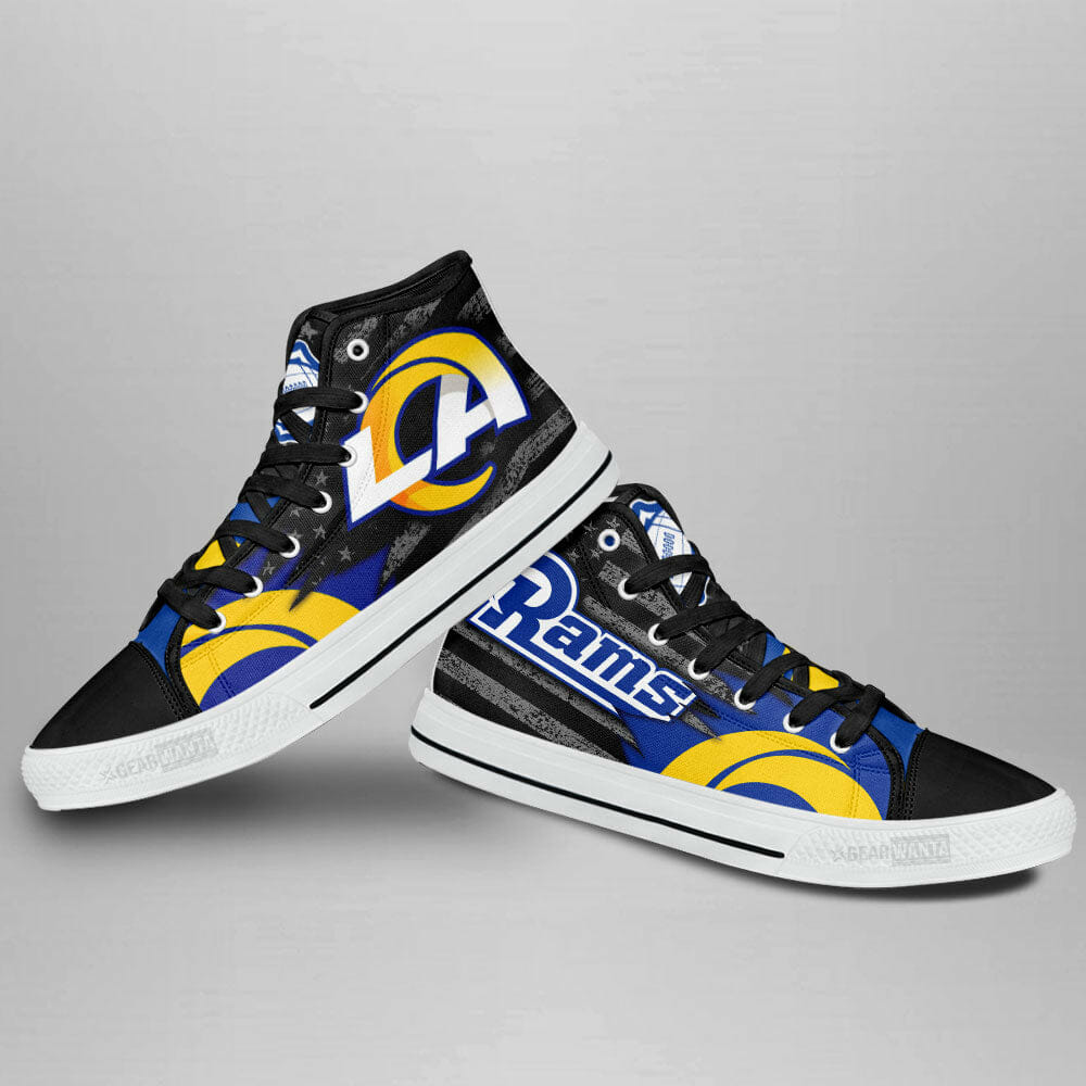 NFL Los Angeles Rams Custom American Flag High Top Shoes