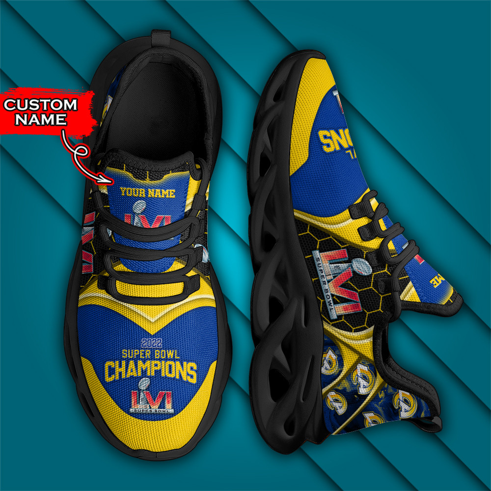 NFL Los Angeles Rams Custom Name Super Bowl Champions Max Soul Shoes NFL Los Angeles Rams Custom Name Super Bowl Champions Max Soul Shoes