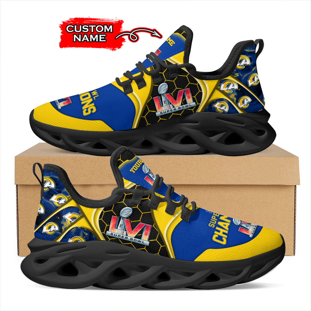 NFL Los Angeles Rams Custom Name Super Bowl Champions Max Soul Shoes NFL Los Angeles Rams Custom Name Super Bowl Champions Max Soul Shoes