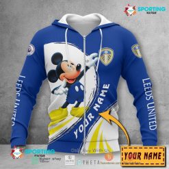 Leeds United Mickey Custom Name Zip Up Hoodie