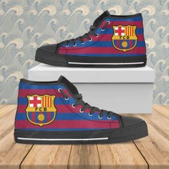 FC Barcelona Blue Red Pattern High Top Shoes