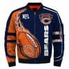 NFL Chicago Bears Orange Fire Ball Dark Blue Bomber Jacket