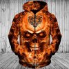 NFL Chicago Bears Skull Flame Thrower In Orange Zip Up Hoodie