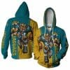 NFL Jacksonville Jaguars Mascot Teal Gold Zip Up Hoodie