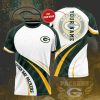 NFL Green Bay Packers Custom Name White Green Curve T-Shirt