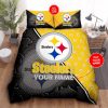 NFL Pittsburgh Steelers Custom Name Black Golden Logo Bedding Set