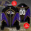 NFL Baltimore Ravens Custom Name Number Black Purple Bomber Jacket