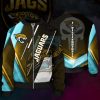 NFL Jacksonville Jaguars Punisher Skull Teal Gold Bomber Jacket