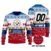 NFL Pittsburgh Steelers Custom Name Number Red Blue White Ugly Christmas Sweater