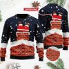 NFL Chicago Bears Custom Name Red Chimney In Snow Flower Sweater