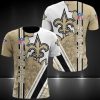 NFL New Orleans Saints Golden White Scratch Logo In Heart T-Shirt