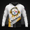NFL Pittsburgh Steelers White Golden Logo Zip Up Hoodie