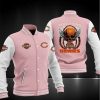 NFL Chicago Bears Pink Grey Harley DavidSon Baseball Jacket
