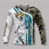 NFL Jacksonville Jaguars White Teal Camo Zip Up Hoodie