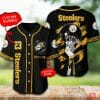 NFL Pittsburgh Steelers Custom Name Number Black Rugby Hat Baseball Jersey