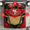 NFL San Francisco 49ers Custom Name Red Golden Black Bedding Set