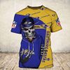 NFL Baltimore Ravens Blue Gold Skull T-Shirt