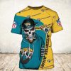 NFL Jacksonville Jaguars Skull Gold Teal T-Shirt
