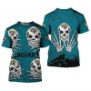 NFL Jacksonville Jaguars Halloween Skull Teal T-Shirt