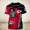 NFL Kansas City Chiefs Red Black Skull Halloween T-Shirt