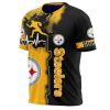 NFL Pittsburgh Steelers Graphic Heart ECG Line T-Shirt