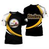 NFL Pittsburgh Steelers Curve Style Black White Golden T-Shirt