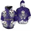 NFL Baltimore Ravens Purple Halloween Skull Zip Up Hoodie